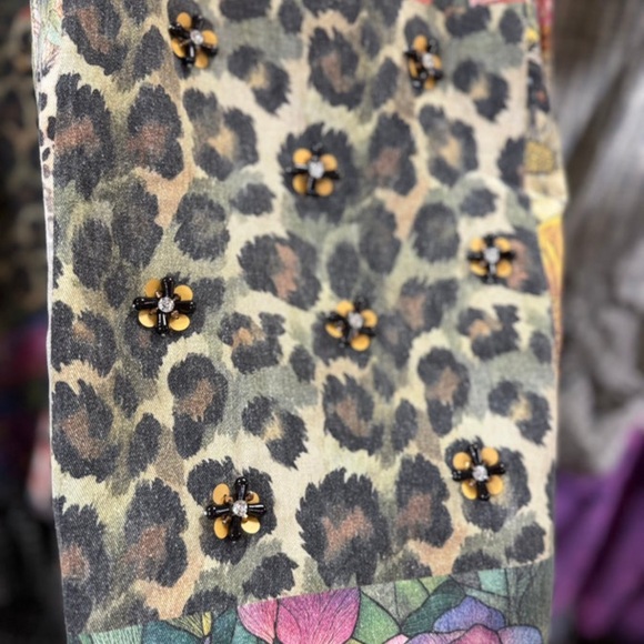 A Rare Bird Floral and Leopard Print Boot Cut Jeans - Picture 4 of 6
